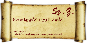 Szentgyörgyi Zoé névjegykártya